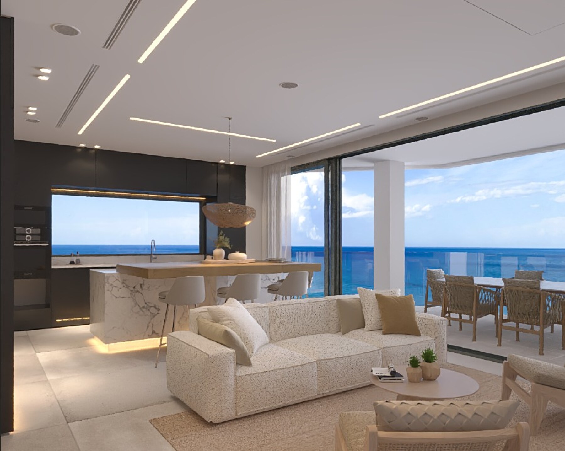 Dolce Vita Living room and kitchen with se views both sides Dolce Vita Living room and kitchen with se views both sides